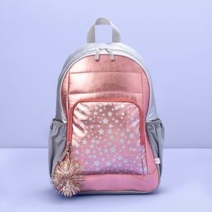 16.5" Kids' Backpack Rose Gold with Star Print